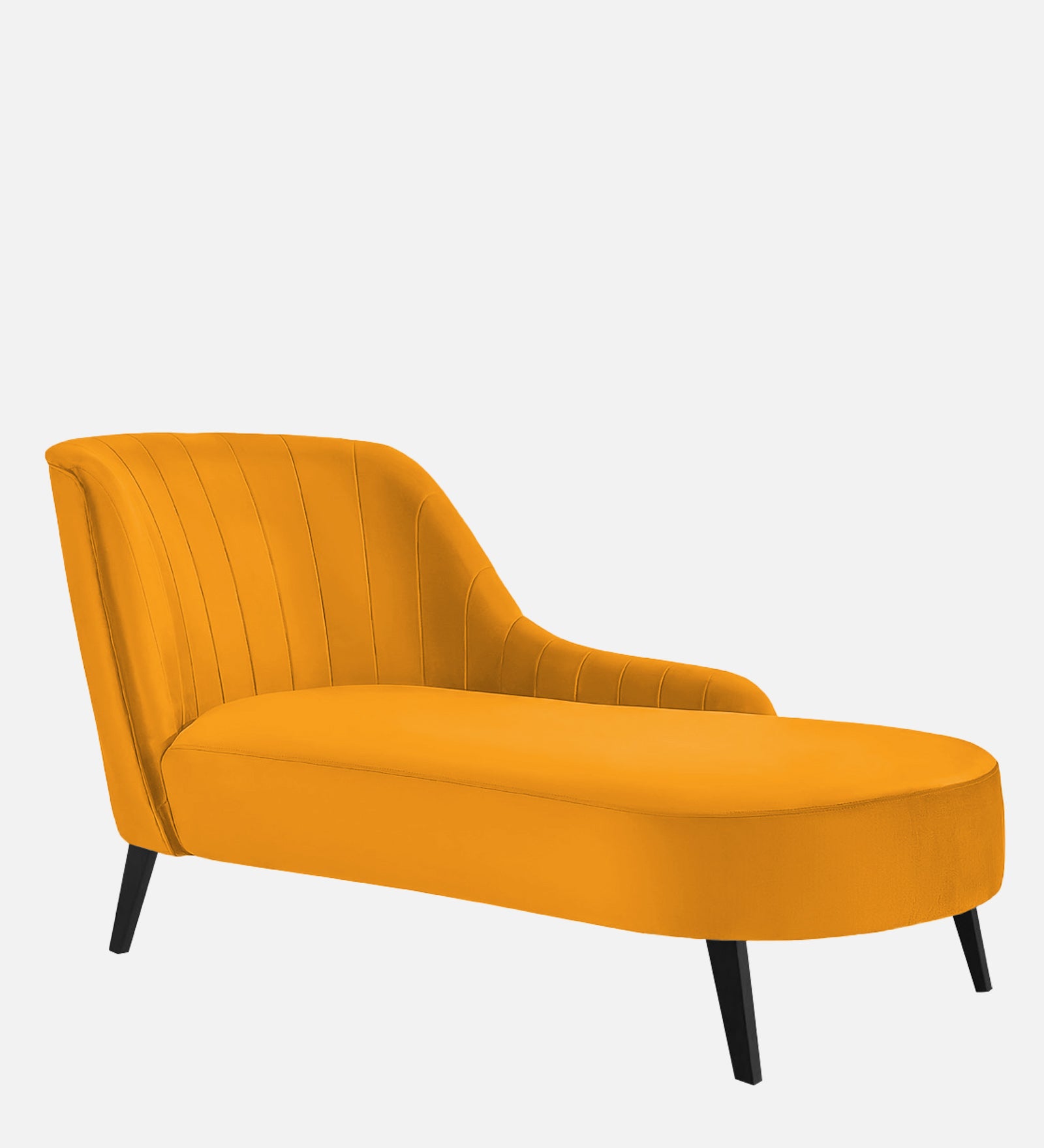 Flora Velvet RHS Chaise Lounger In Saffron Yellow Colour - Febonic Living
