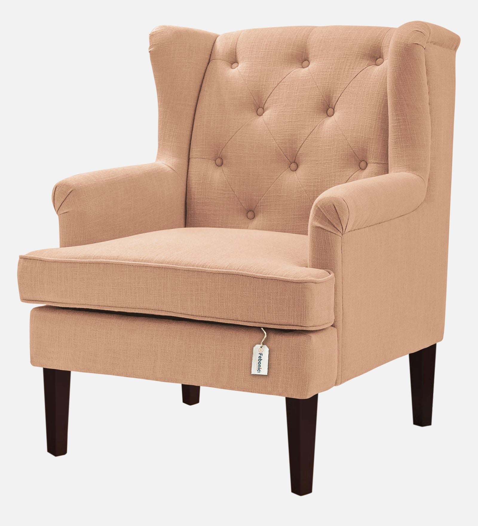 Deyuk Fabric Wing Chair In Cosmic Beige Colour - Febonic Living