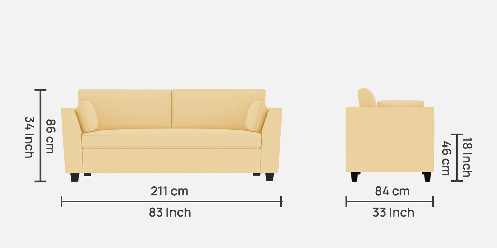 Bristo Velvet 3 Seater Sofa In sandy beige Colour With Storage - Febonic Living