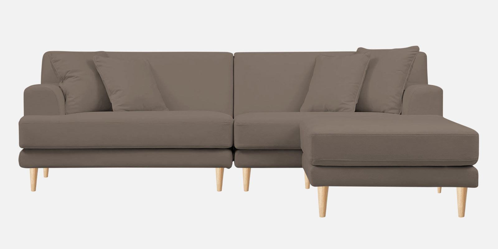 Woody Fabric LHS Sectional Sofa (3+Lounger) In Rock Beige Colour - Febonic Living