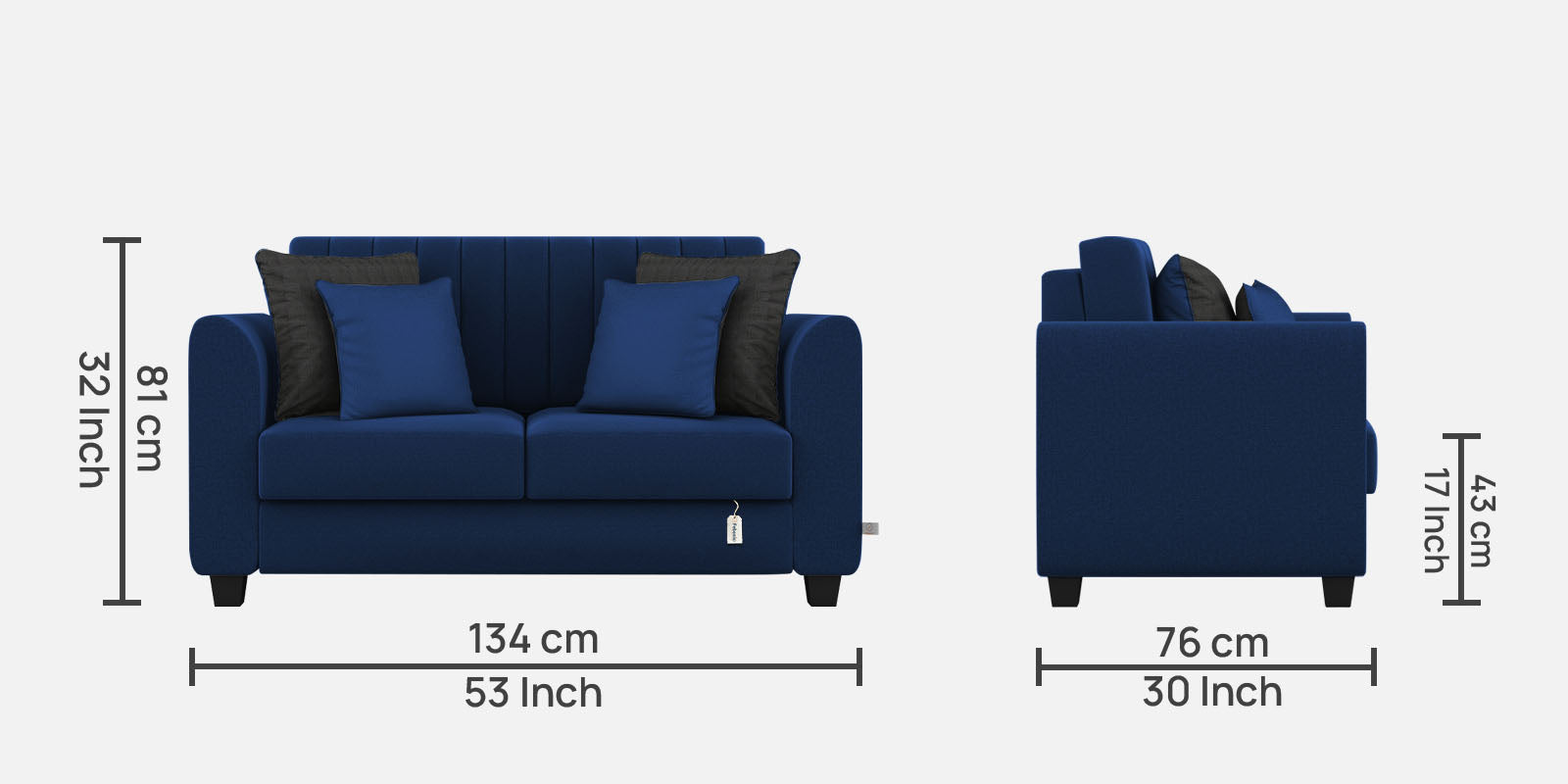 Cosmic Fabric 2 Seater Sofa In Royal Blue Colour - Febonic Living