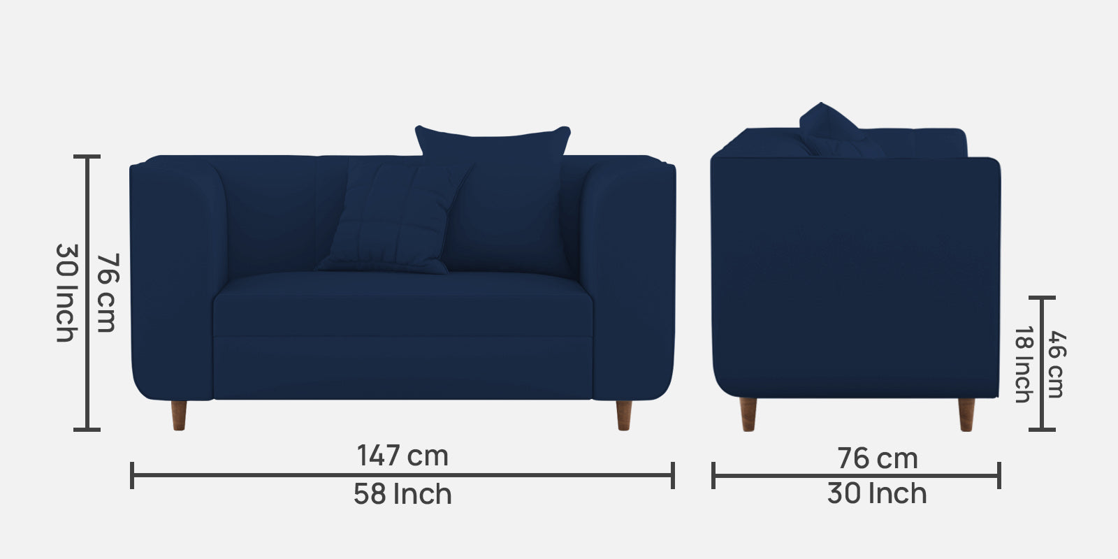 Sumo Velvet 2 Seater Sofa In Imperial Blue Colour - Febonic Living