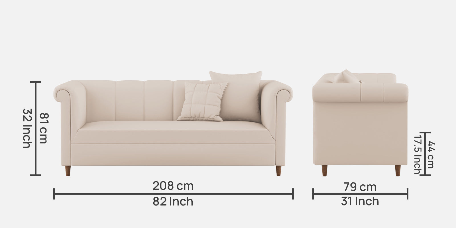 Rubi Velvet 3 Seater Sofa In Camel Beige Colour - Febonic Living