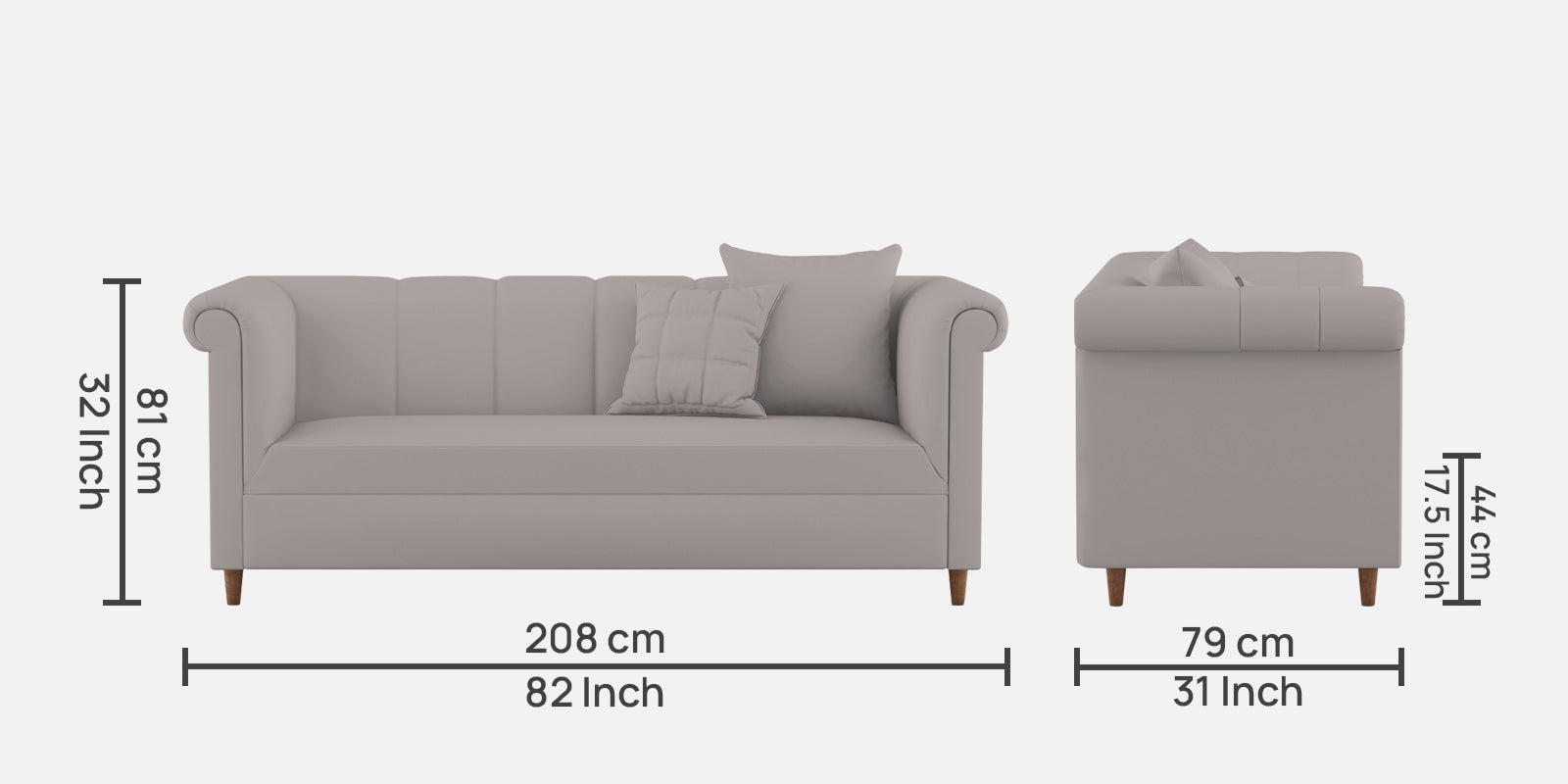 Rubi Velvet 3 Seater Sofa In Pearl Grey Colour - Febonic Living