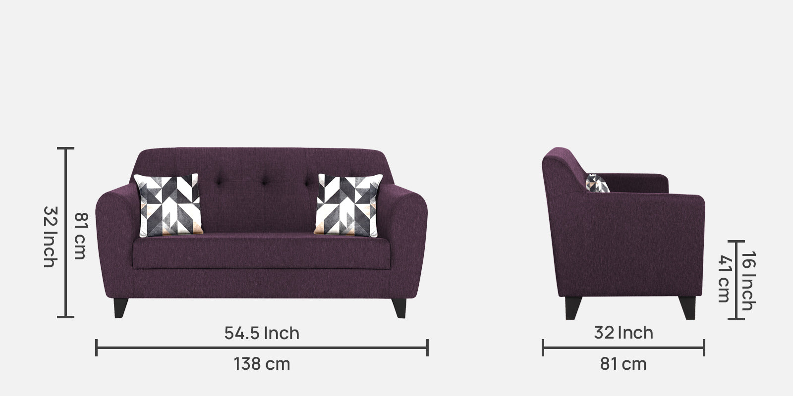 Melaan Fabric 2 Seater Sofa In Greek Purple Colour - Febonic Living
