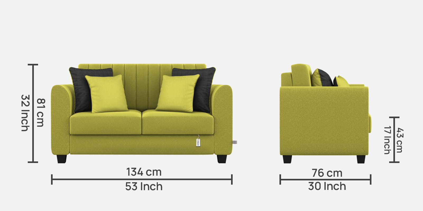 Cosmic Fabric 2 Seater Sofa in Parrot Green Colour