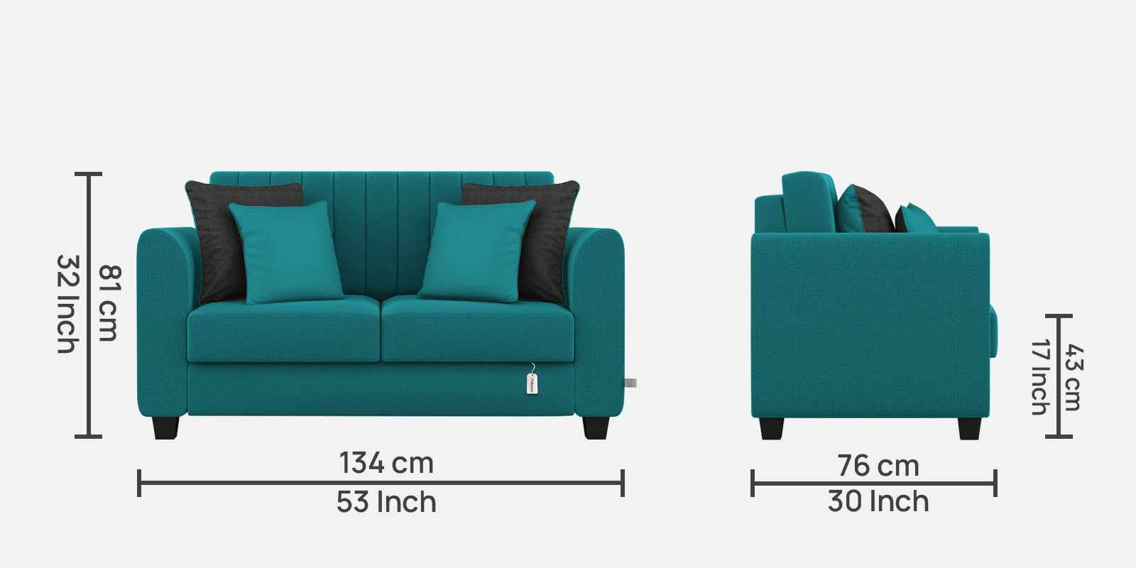 Cosmic Fabric 2 Seater Sofa In Sea Green Colour - Febonic Living