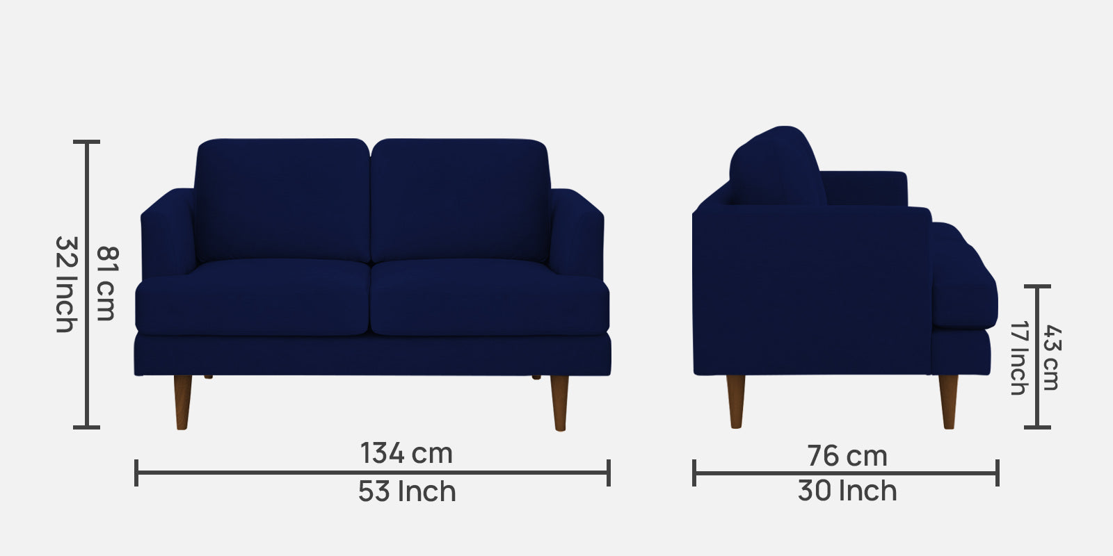 Motra Velvet 2 Seater Sofa In Indigo blue Colour - Febonic Living