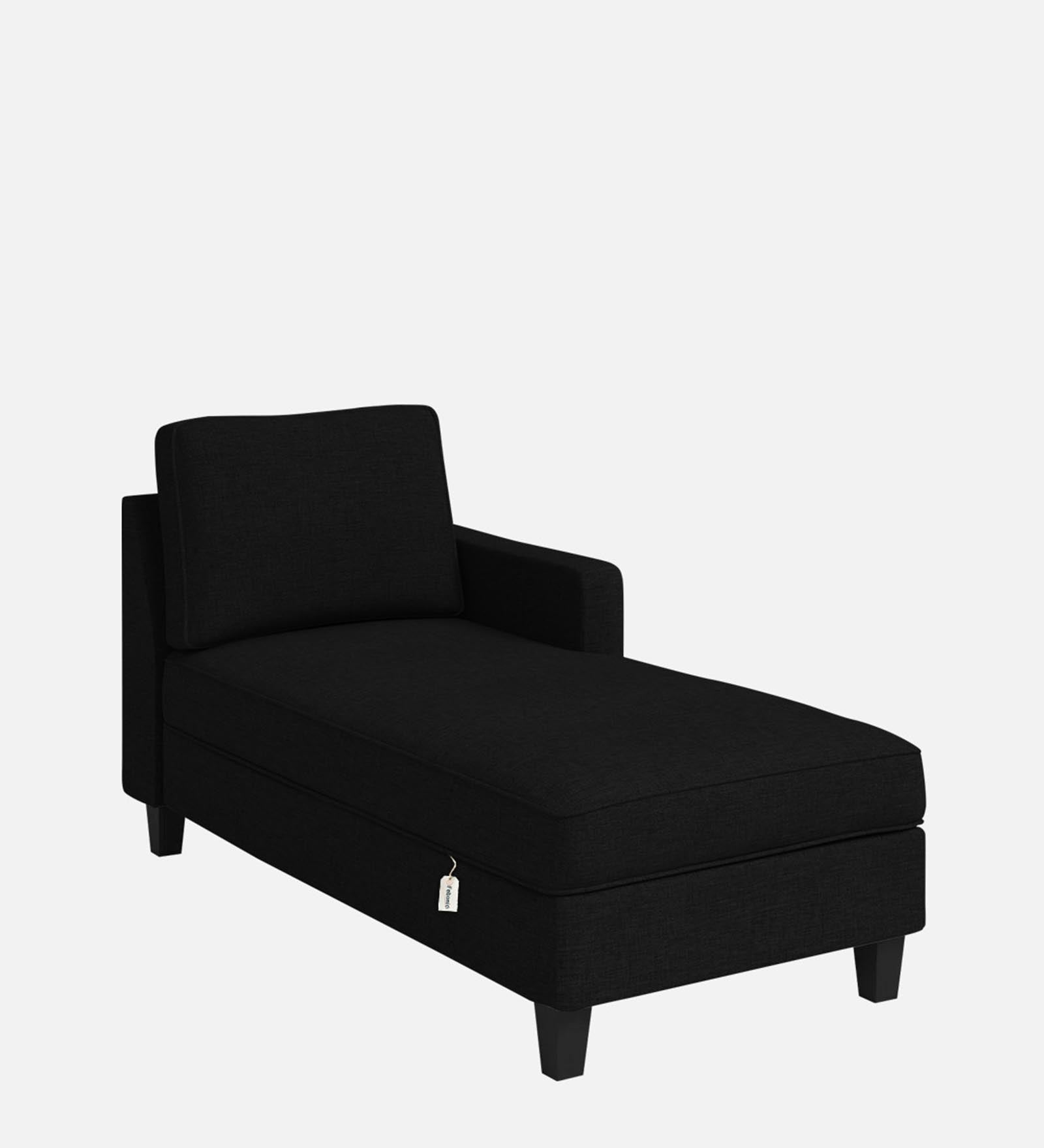 Royee Fabric RHS Chaise Lounger In Zed Black Colour With Storage - Febonic Living