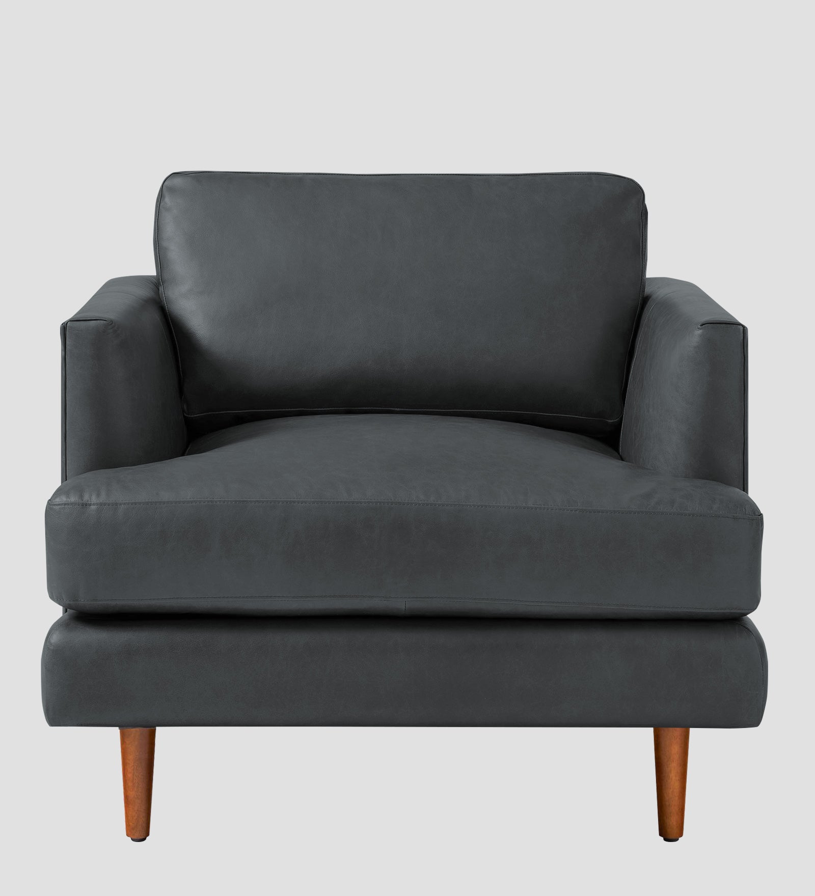 Sterio Leatherette 1 Seater Sofa In Pepper Grey Colour - Febonic Living