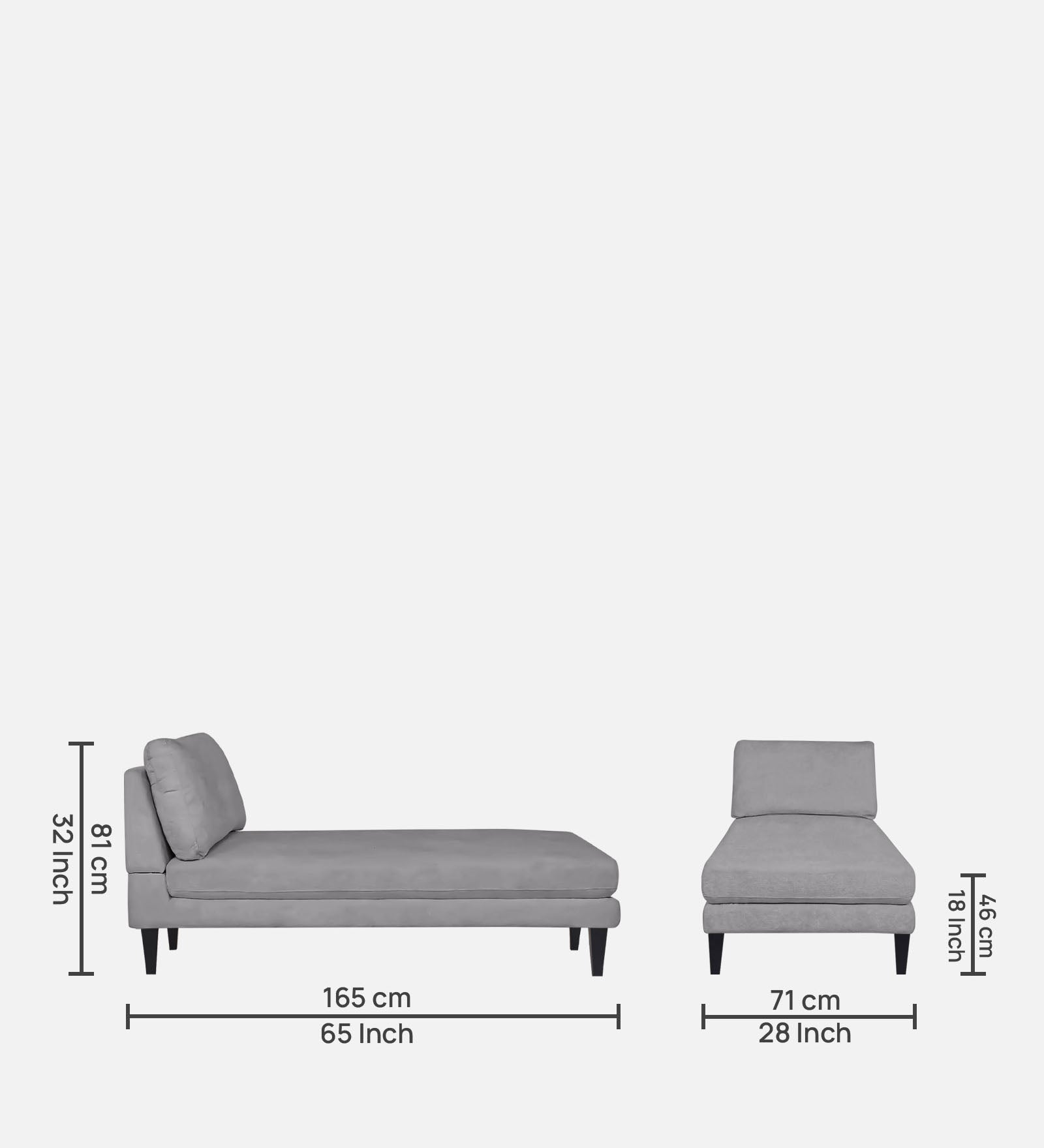 Nadia Fabric Armless Chaise Lounger In Lit Grey Colour - Febonic Living