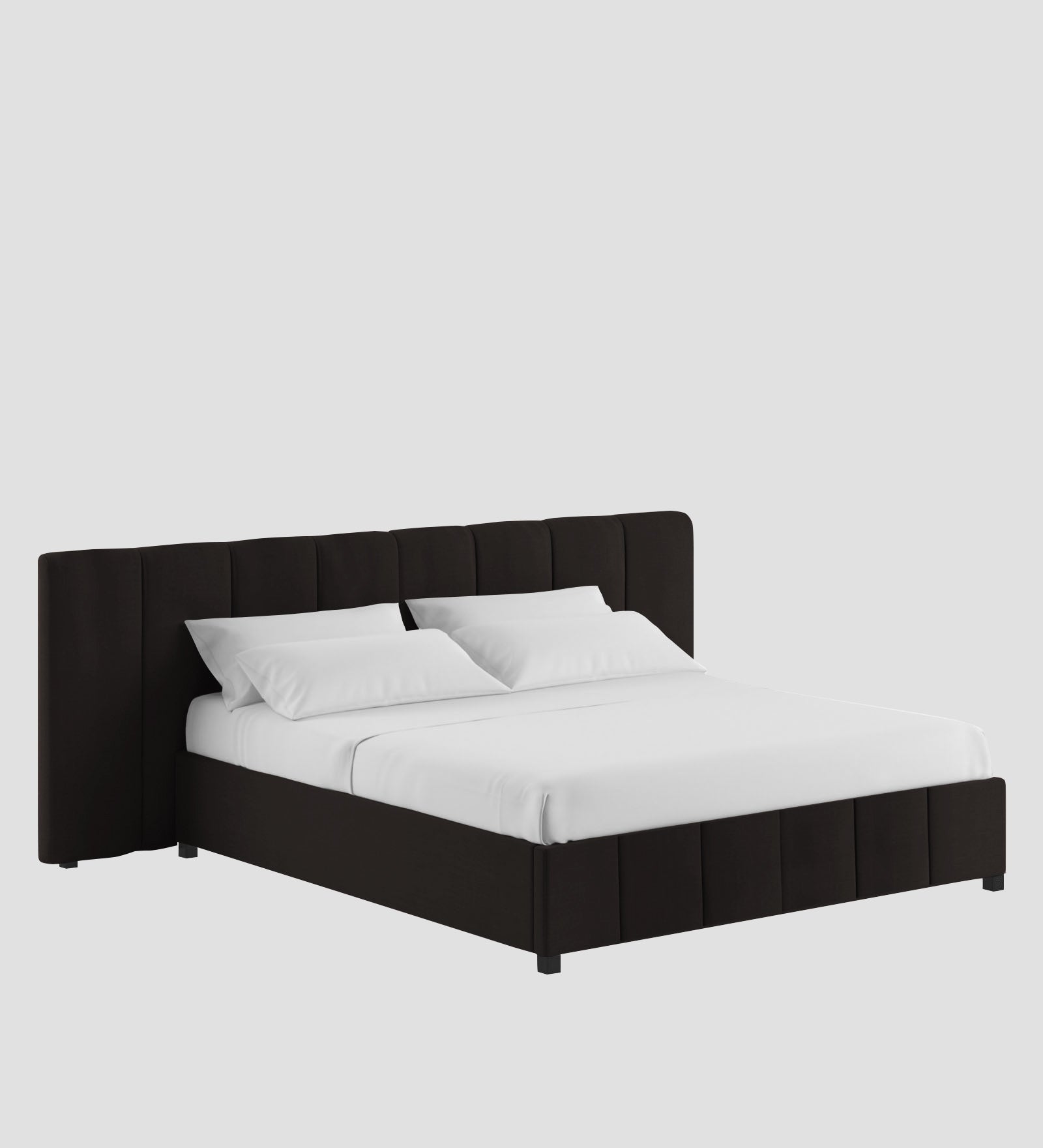 Nora Fabric Queen Size Bed In Cara Brown Colour With Box Storage - Febonic Living