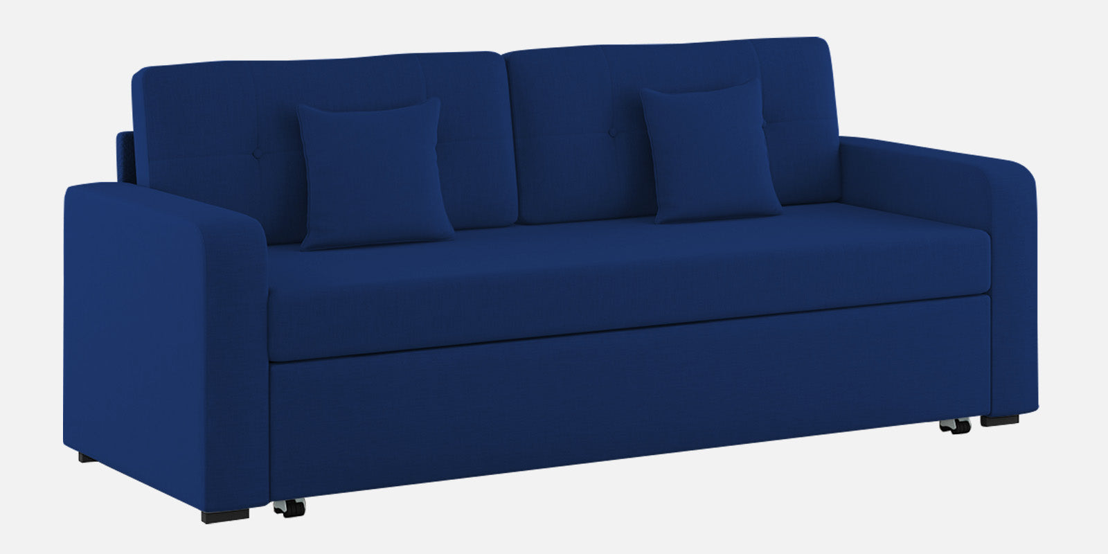 Rocky Fabric 3 Seater Pull Out Sofa Cum Bed In Royal Blue Colour With Storage - Febonic Living