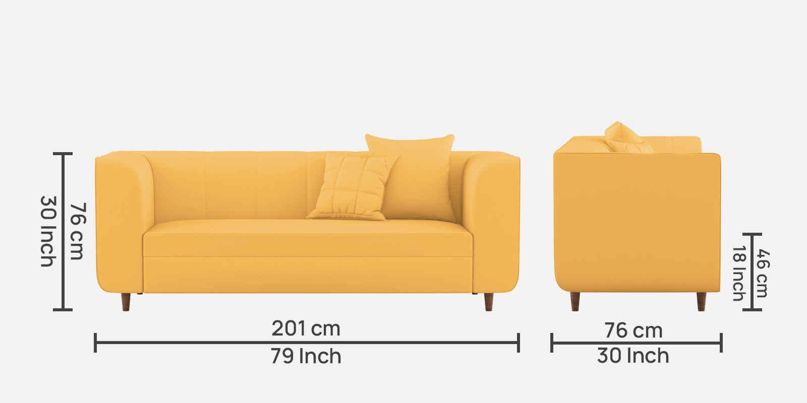 Sumo Velvet 3 Seater Sofa In Turmeric yellow Colour - Febonic Living