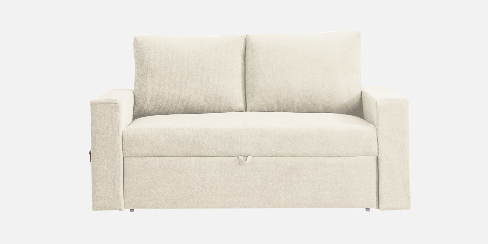 Kara Fabric 2 Seater Pull Out Sofa Cum Bed In Ivory Cream Colour - Febonic Living