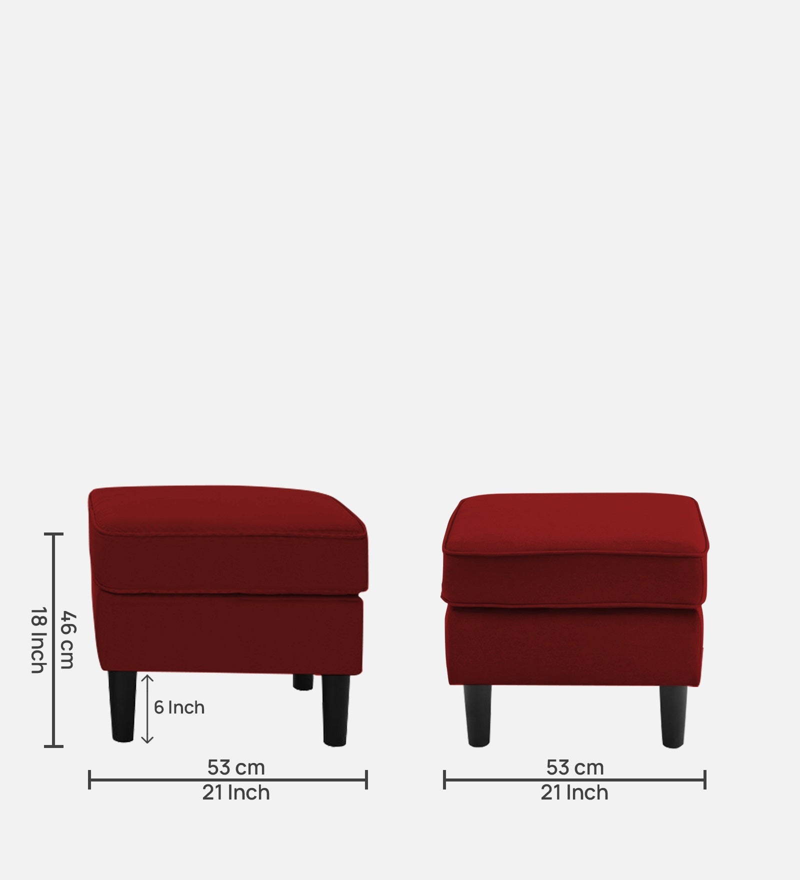 Sona Fabric Barrel Chair With Ottoman In Blood Maroon Colour - Febonic Living