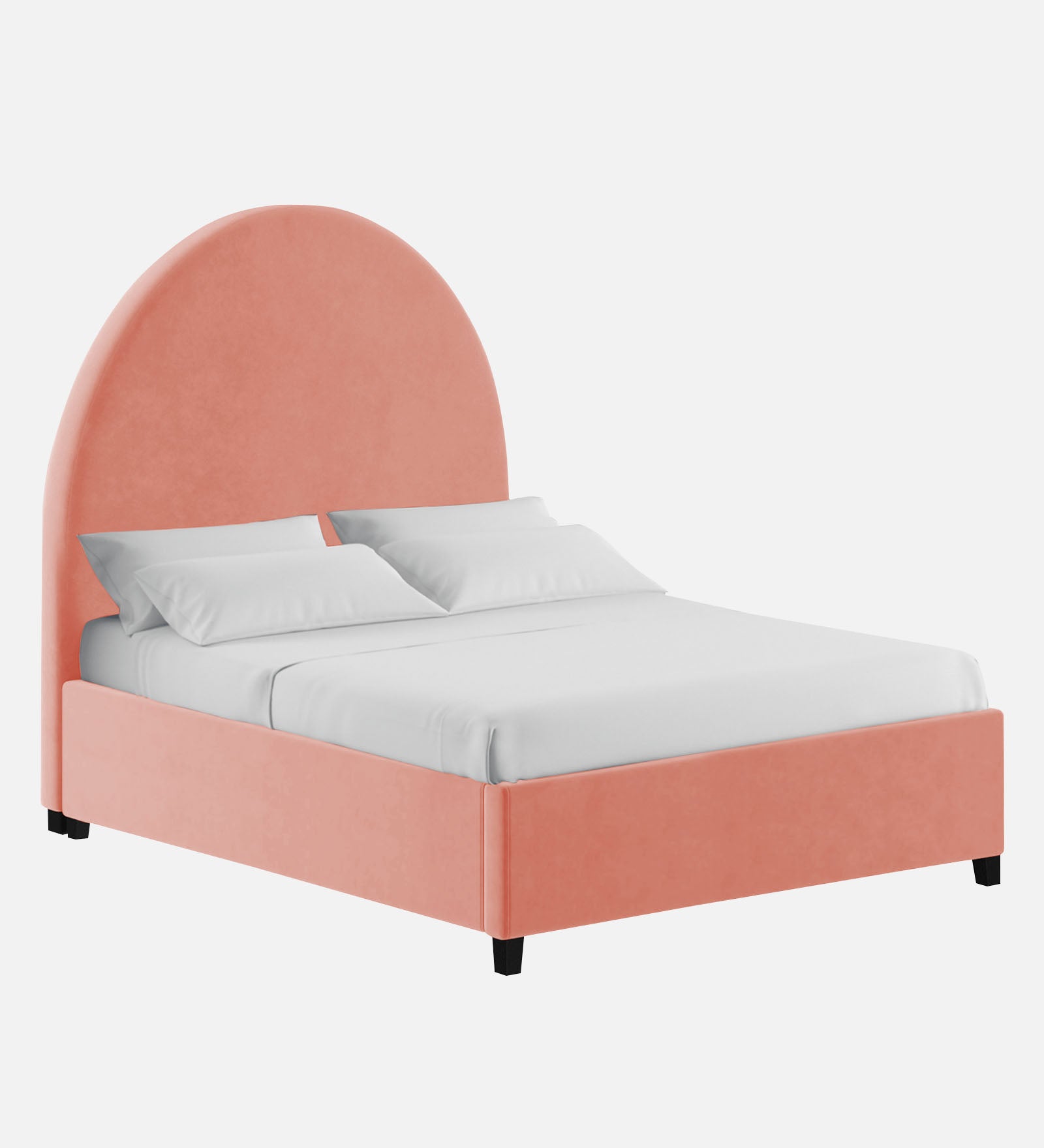 Maro Velvet Upholstered King Size Bed In Blush Pink Colour - Febonic Living