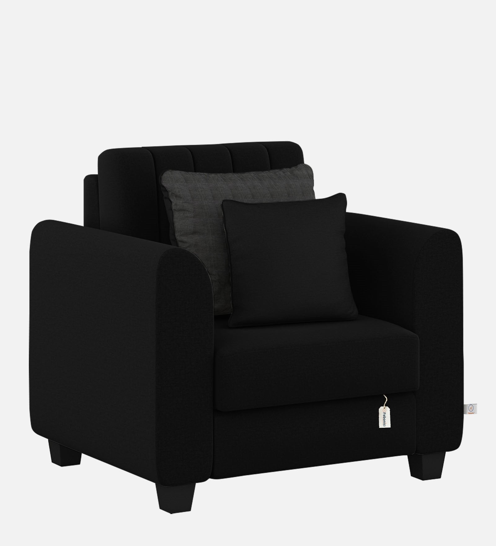 Cosmic Fabric 1 Seater Sofa In Zed Black Colour - Febonic Living