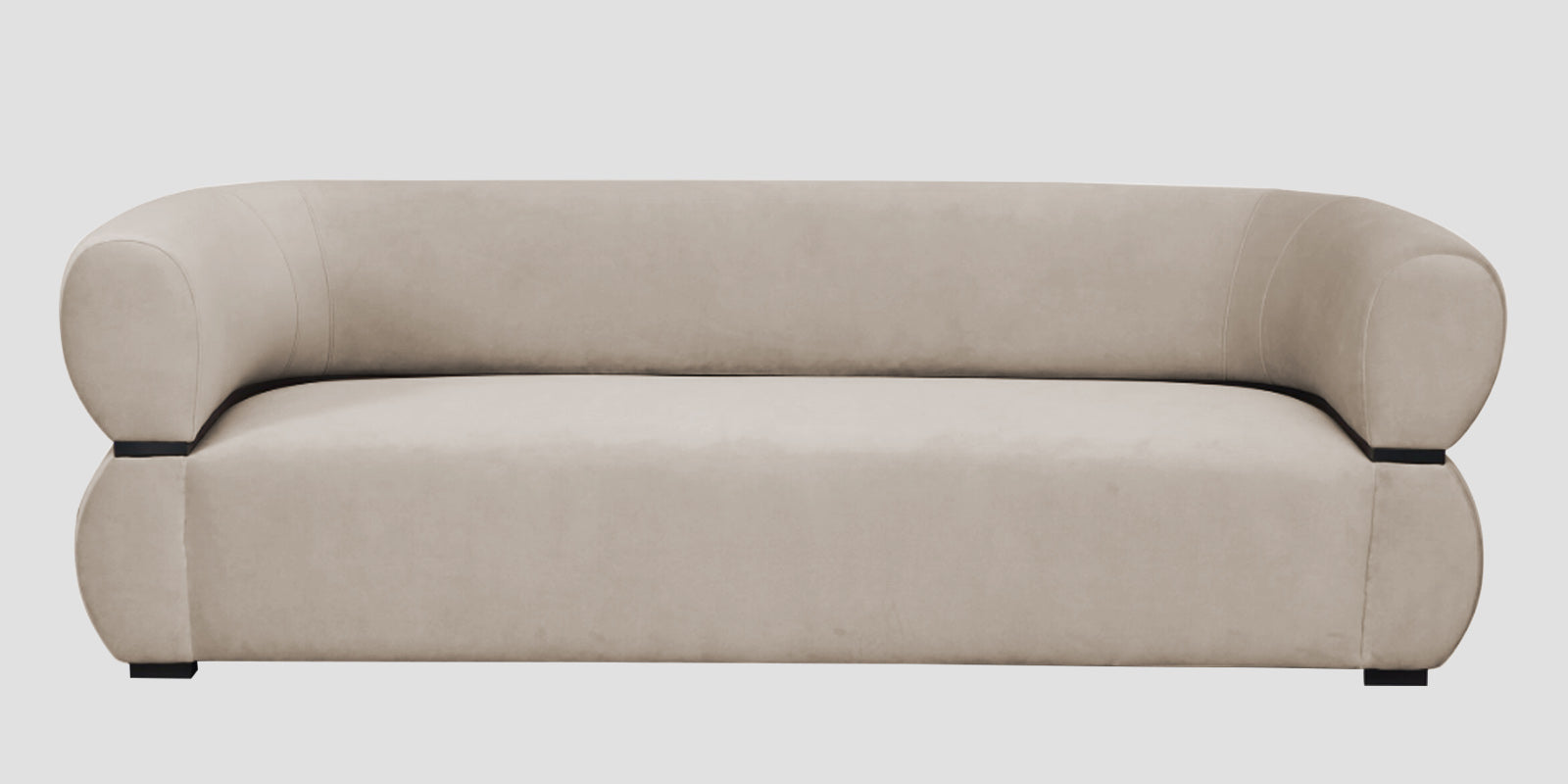 Kula Velvet 3 Seater Sofa In Cream Beige Colour - Febonic Living