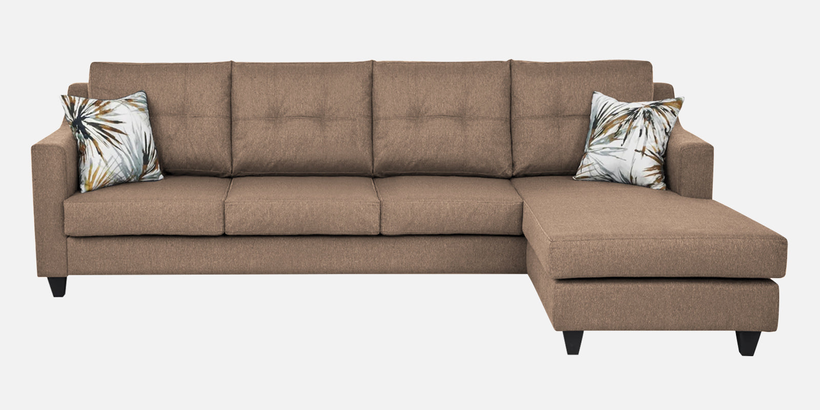 Welly Fabric LHS Sectional Sofa (3+Lounger) In Cookie Beige Colour - Febonic Living