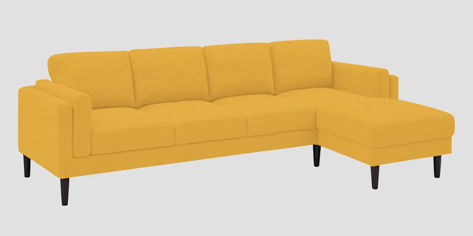 Creata Fabric LHS Sectional Sofa (3+Lounger) In Bold Yellow Colour Febonic Living
