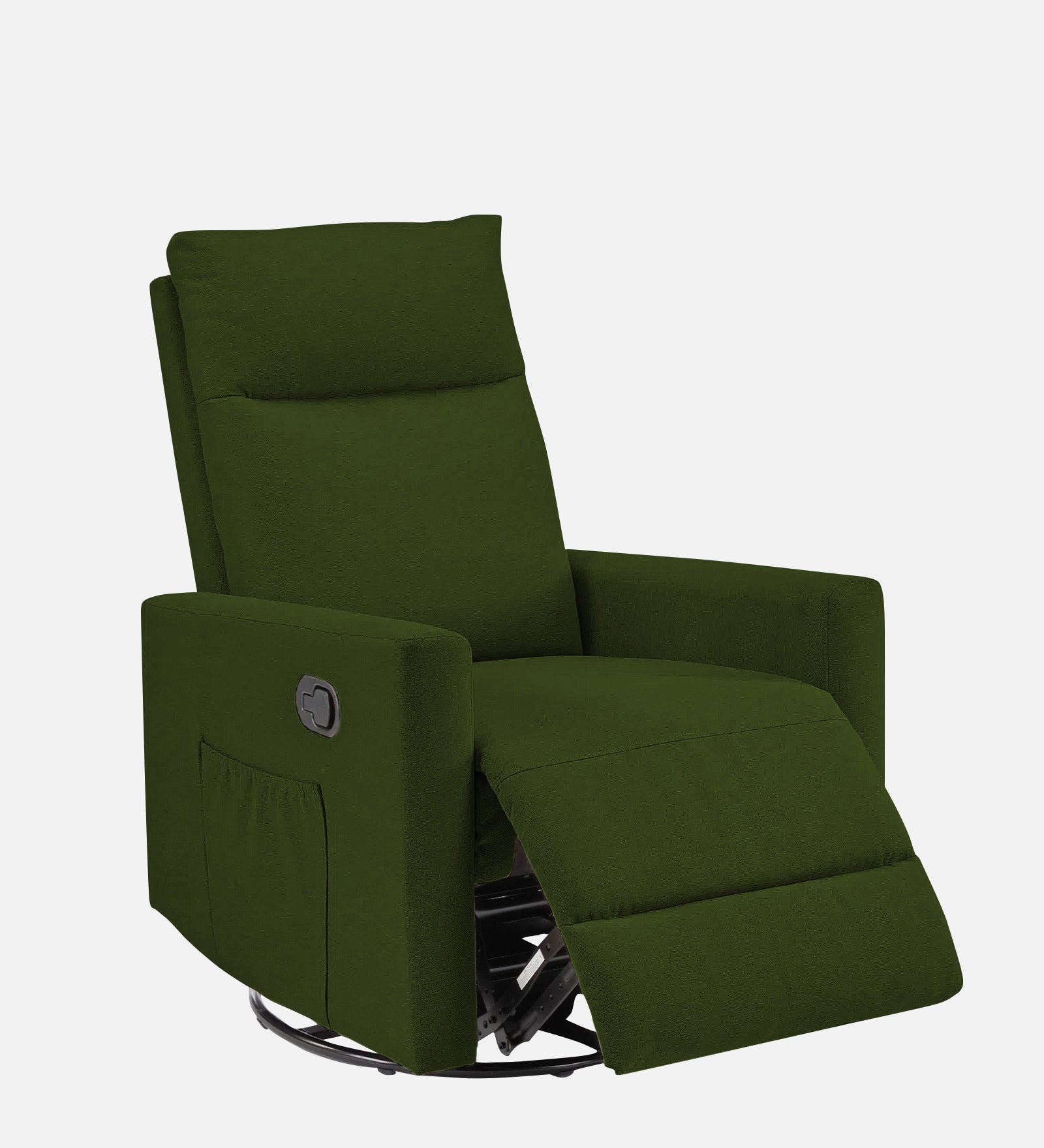 Zura Fabric 1 Seater Rotating Motorized Recliner In Olive Green Colour - Febonic Living