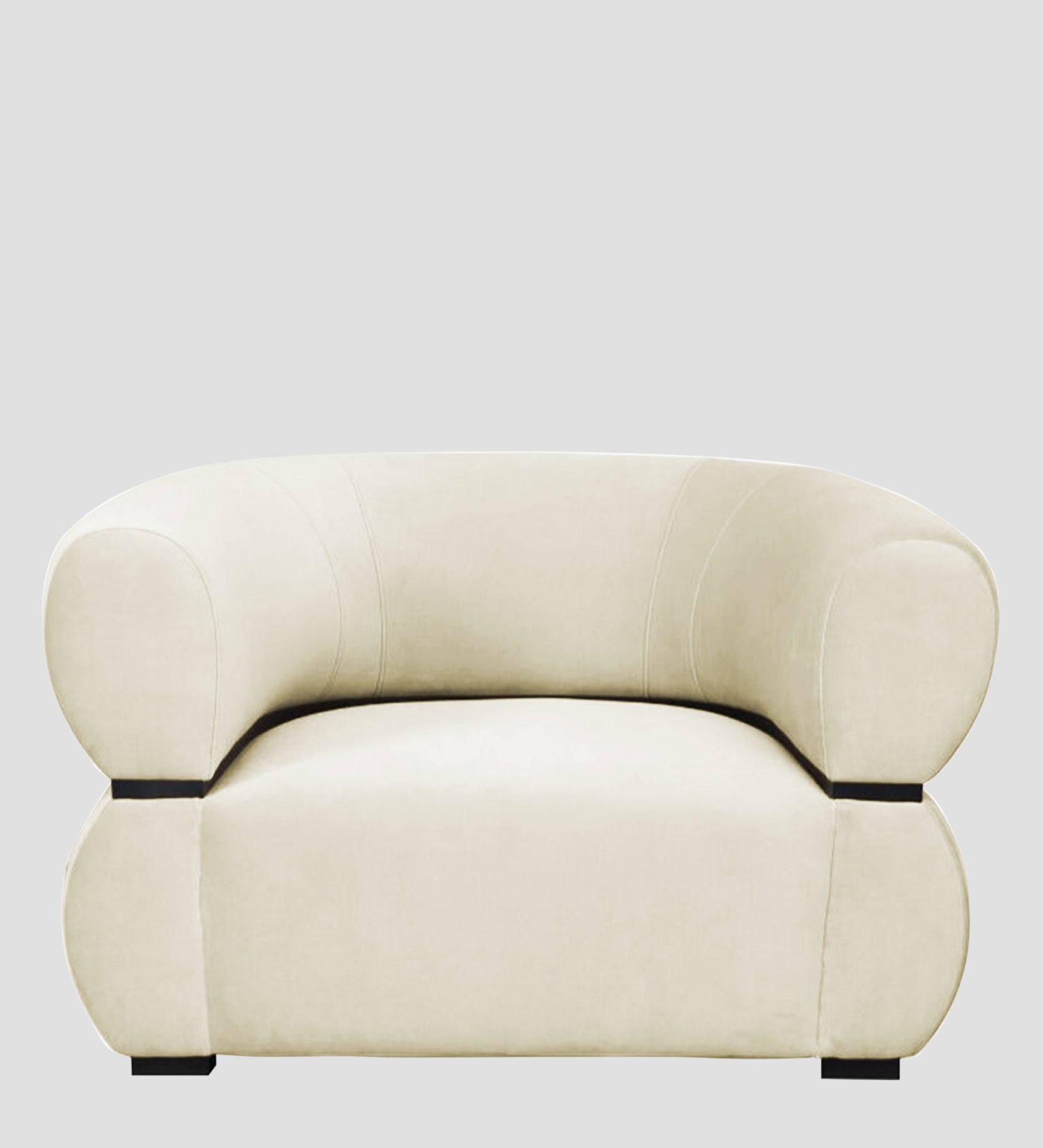 Kula Velvet 1 Seater Sofa In Warm White Colour - Febonic Living