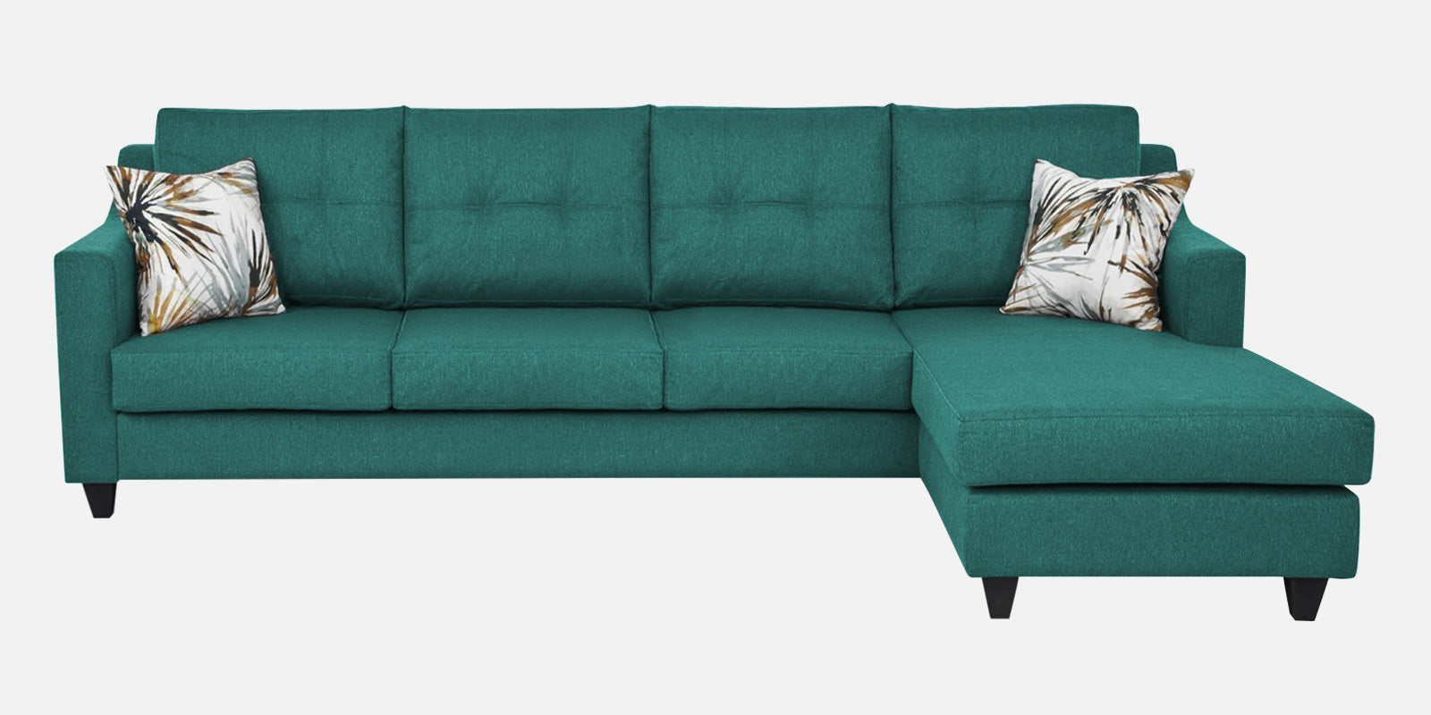 Welly Fabric LHS Sectional Sofa (3+Lounger) In Sea Green Colour - Febonic Living