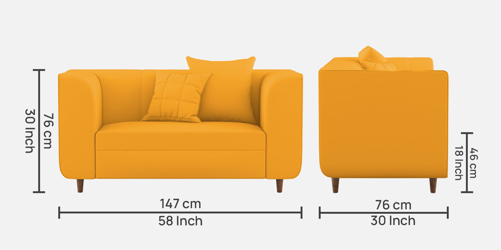 Sumo Velvet 2 Seater Sofa In Safforn Yellow Colour - Febonic Living