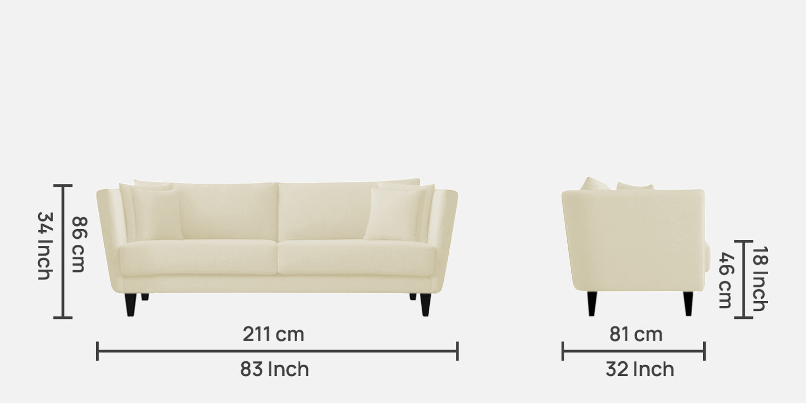 Norway Velvet 3 Seater Sofa In Warm White Colour - Febonic Living