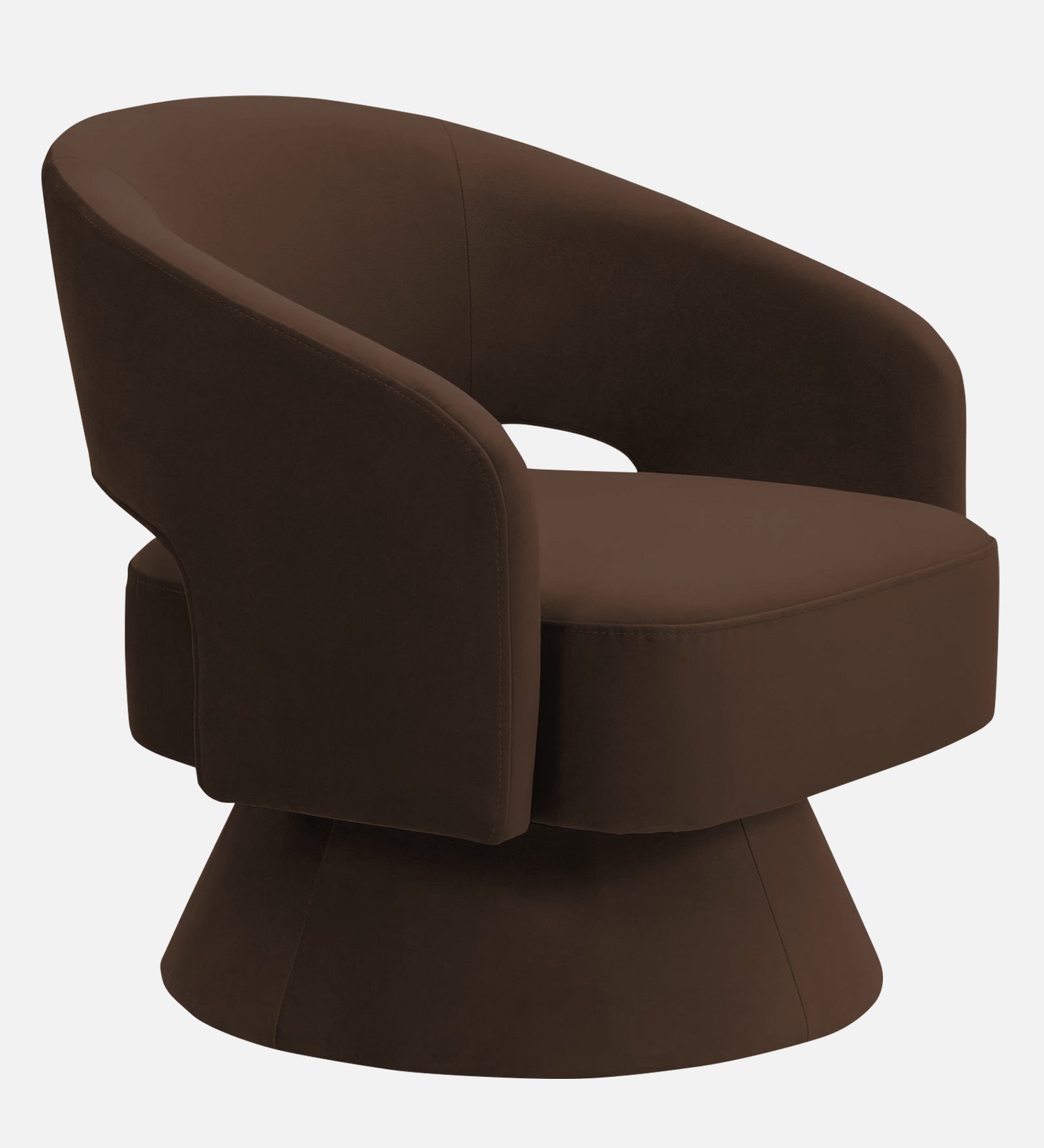 Pendra Velvet Swivel Chair In Cholocate Brown Colour - Febonic Living