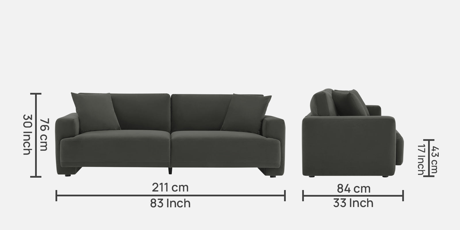 Kosta Velvet 3 Seater Sofa In Hory Grey Colour - Febonic Living
