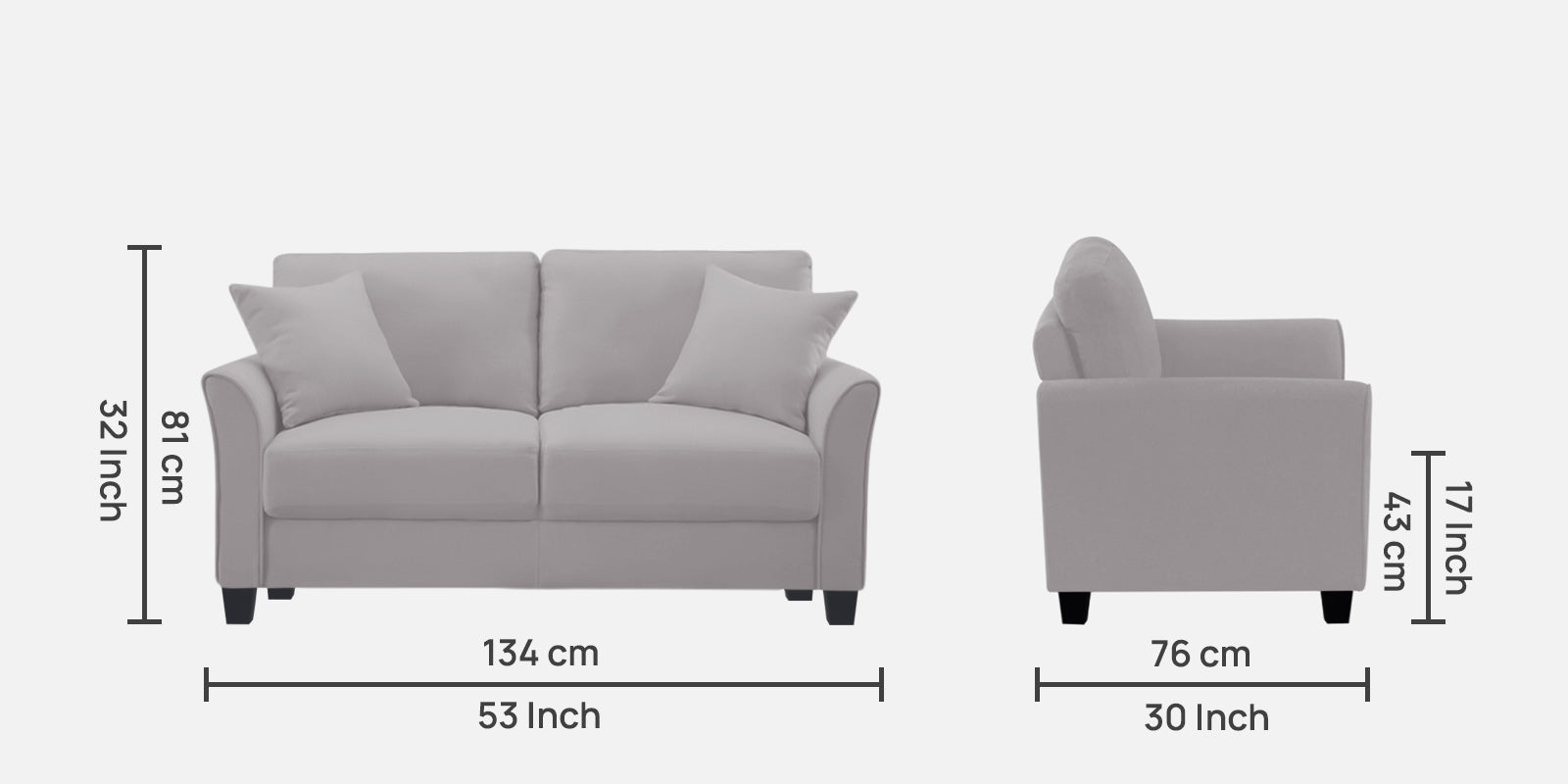 Daroo Velvet 2 Seater Sofa In Concrete Grey Colour - Febonic Living