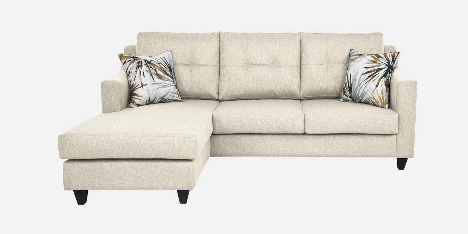 Welly Fabric RHS Sectional Sofa (2+Lounger) In Ivory Cream Colour - Febonic Living