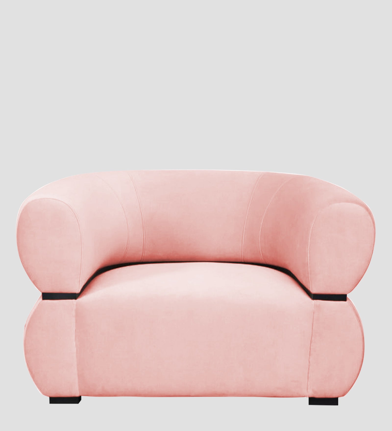 Kula Velvet 1 Seater Sofa In Millennial Pink Colour - Febonic Living