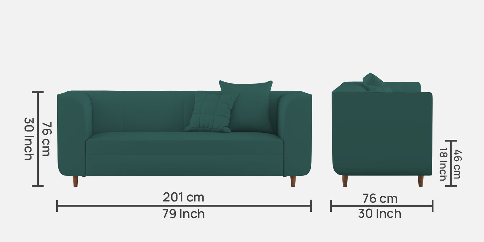 Sumo Velvet 3 Seater Sofa In Pine green Colour - Febonic Living