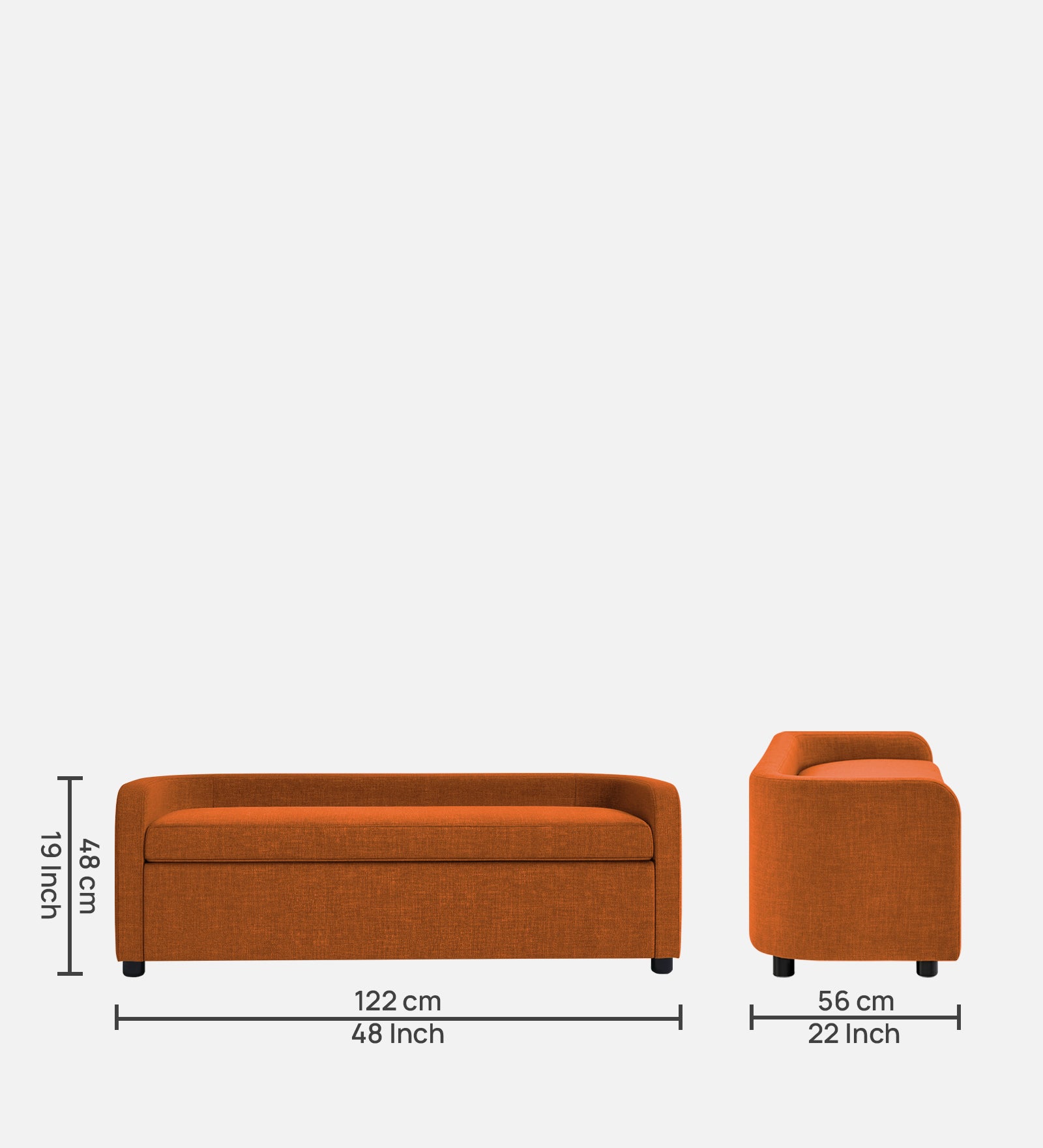 Cooper Fabric Storage Bench In Vivid Orange Colour - Febonic Living