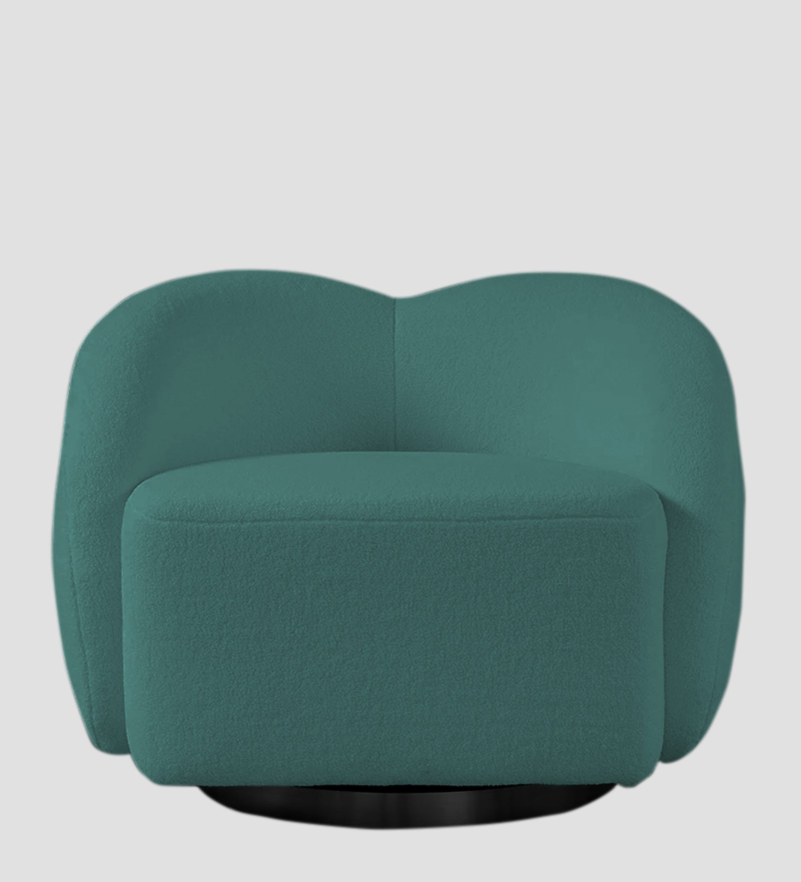 Miles Boucle Fabric Swivel Chair in Bark Green Colour