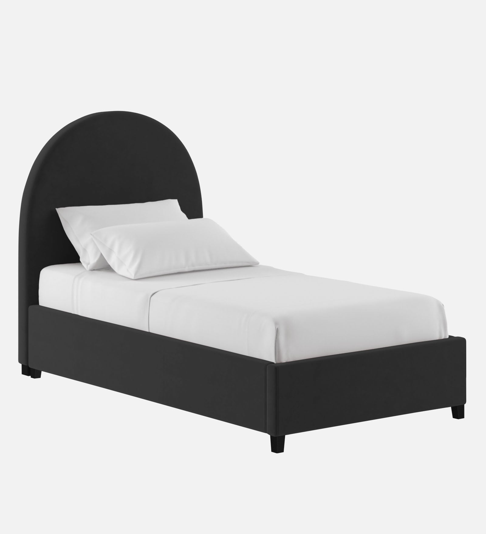 Maro Velvet Single Size Bed In Hory Grey Colour - Febonic Living
