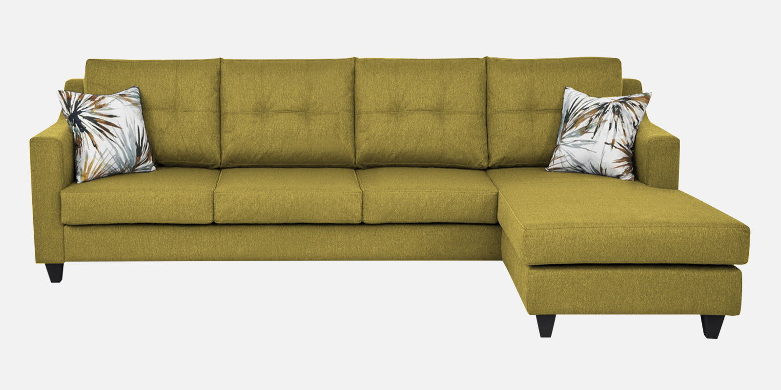 Welly Fabric LHS Sectional Sofa (3+Lounger) In Parrot Green Colour - Febonic Living