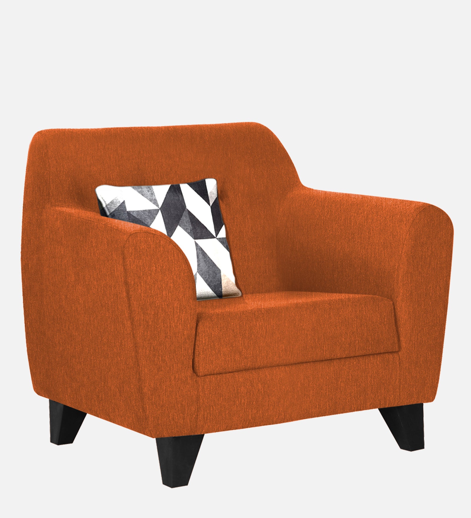 Melaan Fabric 1 Seater Sofa In Vivid Orange Colour