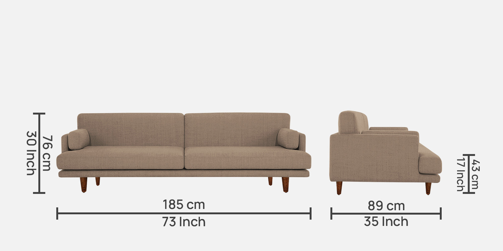 Ricky Fabric 3 Seater Sofa In Cookie beige Colour - Febonic Living
