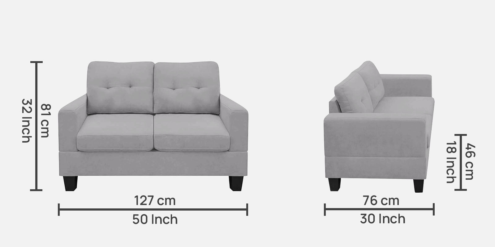 Thomas Fabric 2 Seater Sofa In Lit Grey Colour - Febonic Living