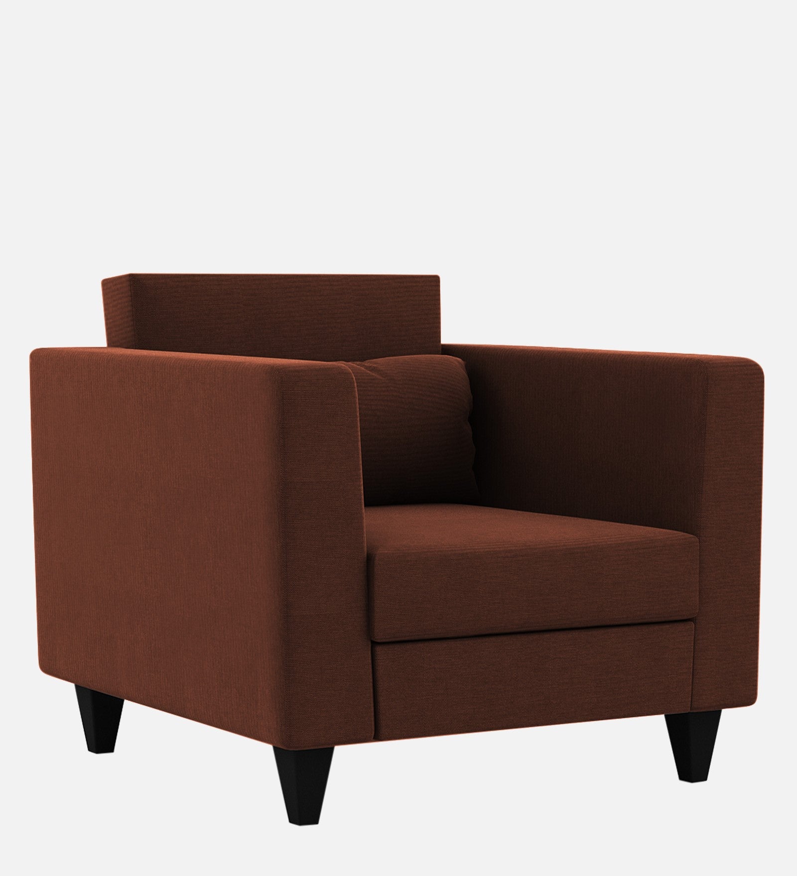 Nipul Fabric 1 Seater Sofa in Coffee Brown Colour