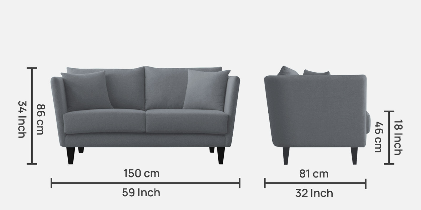 Norway Velvet 2 Seater Sofa In Pubble Grey Colour - Febonic Living