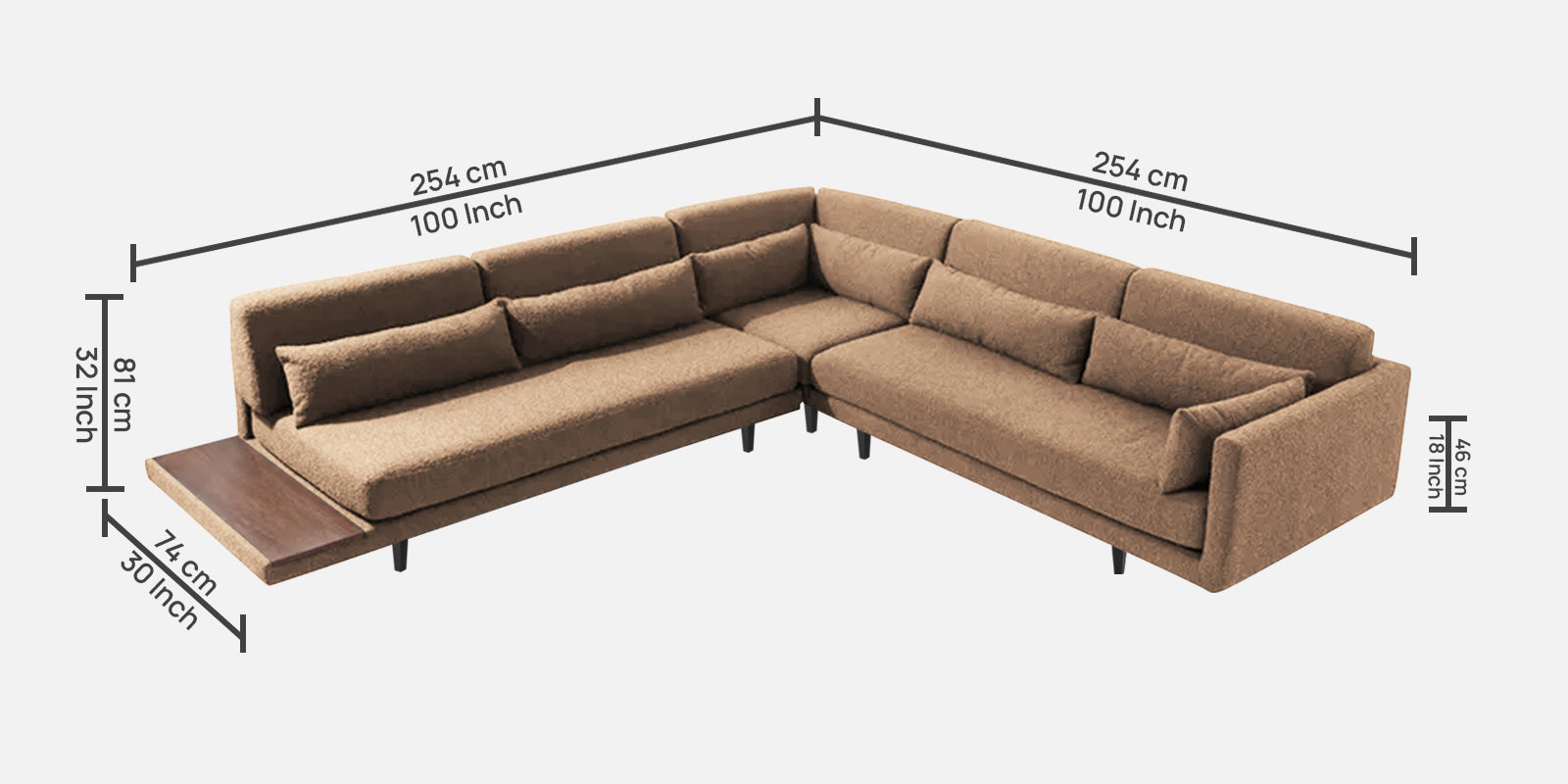 Malta Fabric 6 Seater RHS Corner Sofa In Cookie beige Colour - Febonic Living
