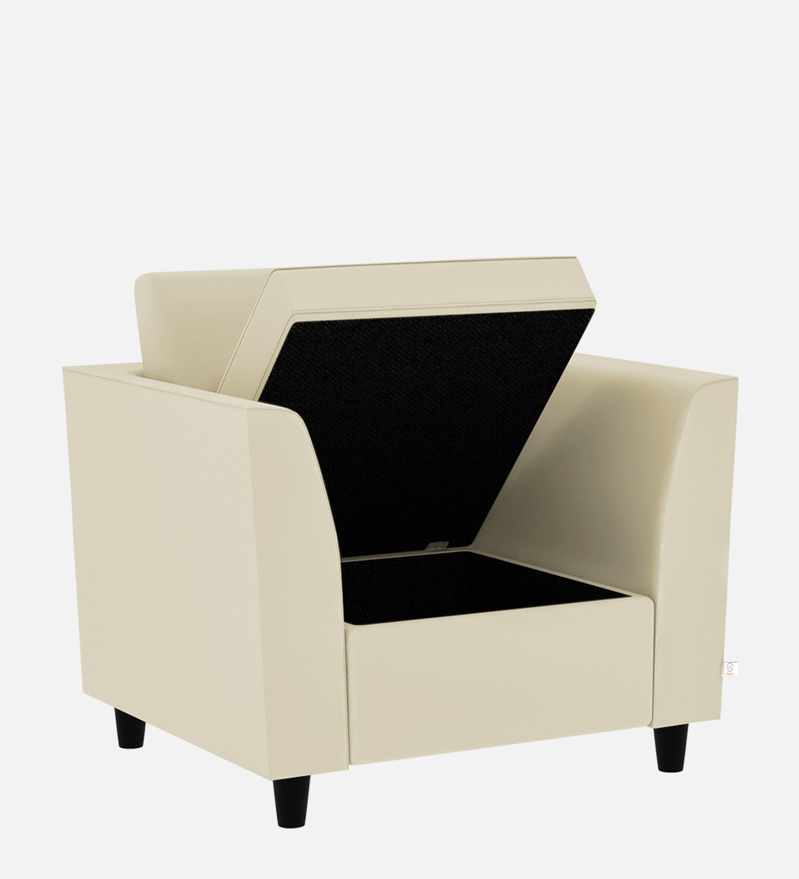 Bristo Velvet 1 Seater Sofa In Warm White Colour With Storage - Febonic Living