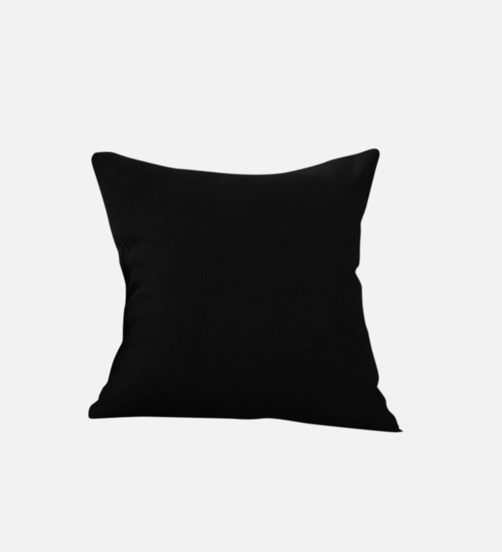 Kaya Fabric Geometric 20x20 inches Cushion + Covers (Pack of 2) In Zed Black Colour - Febonic Living