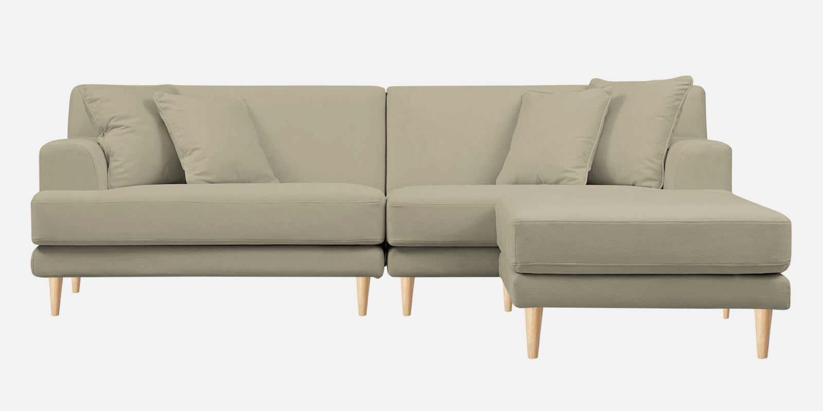Woody Fabric LHS Sectional Sofa (3+Lounger) In Carnival Beige Colour - Febonic Living