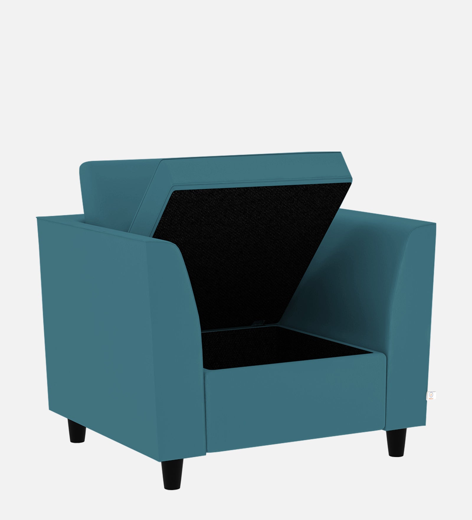 Bristo Velvet 1 Seater Sofa In Aqua Blue Colour With Storage - Febonic Living